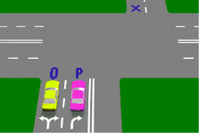 one-way street right turn from both lanes