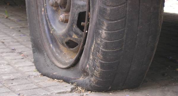 flat tyre on rim