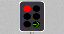 Green turning arrow to the right