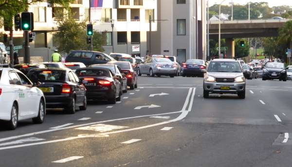 queuing traffic green light