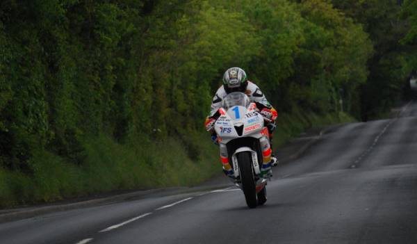 motorbike approaching left-hand bend