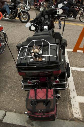 motorbike with custom storage and top box