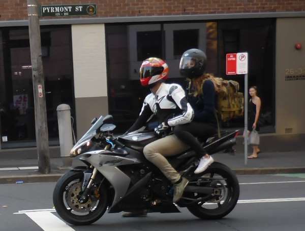 motorbike with pillion passenger