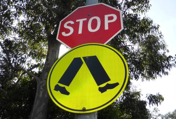 stop pedestrians sign