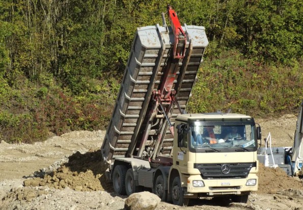 Tipper truck delivering its load