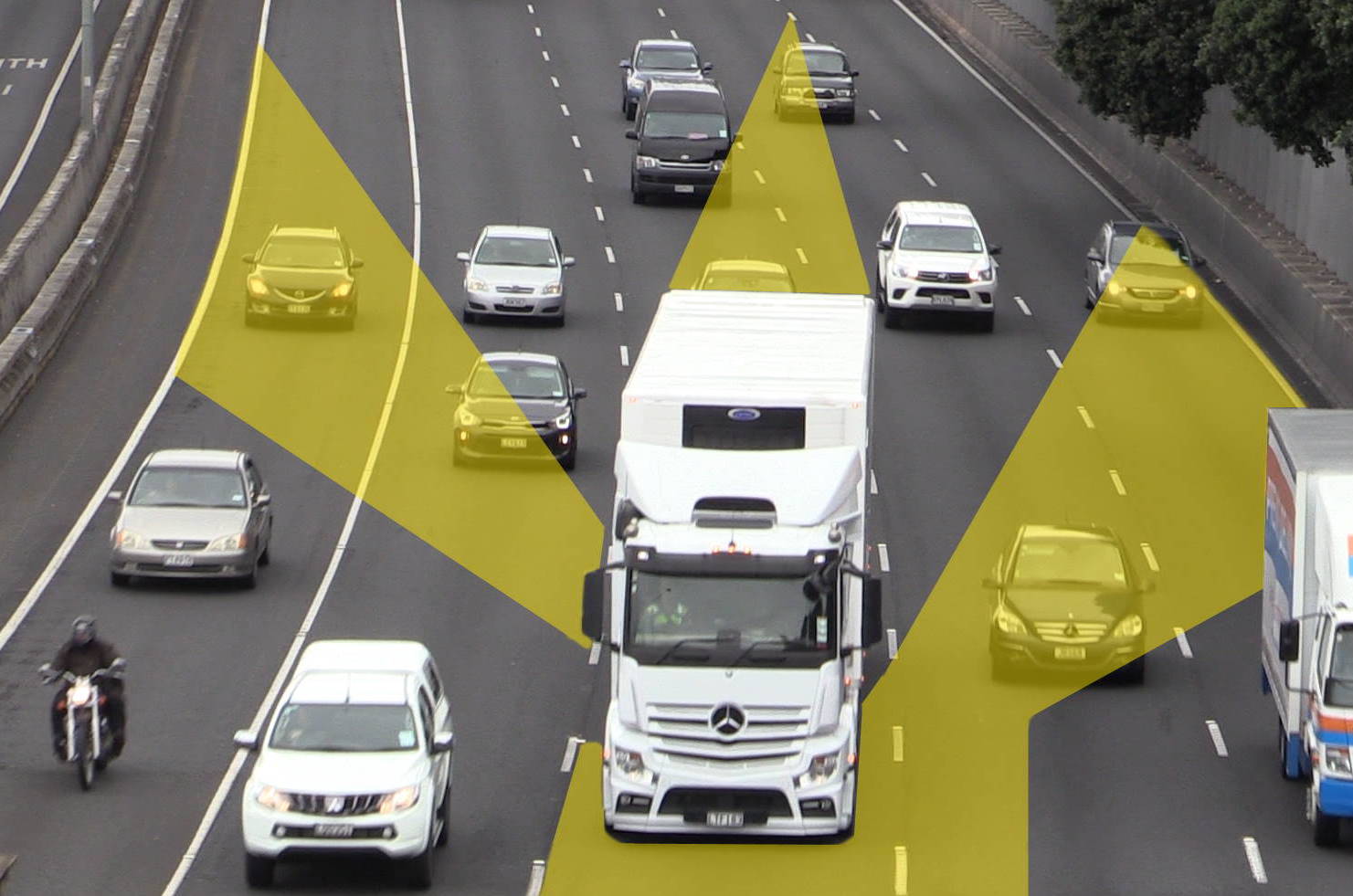 Where are the blind spots on a truck and bus? | Driver Knowledge Test (DKT)  Resources