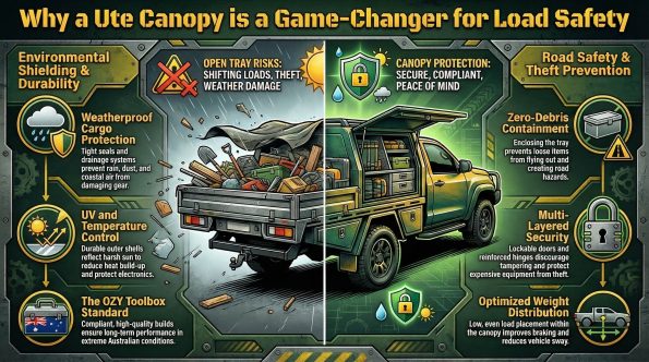 infographic explaining the benefits of a lockable canopy on a ute